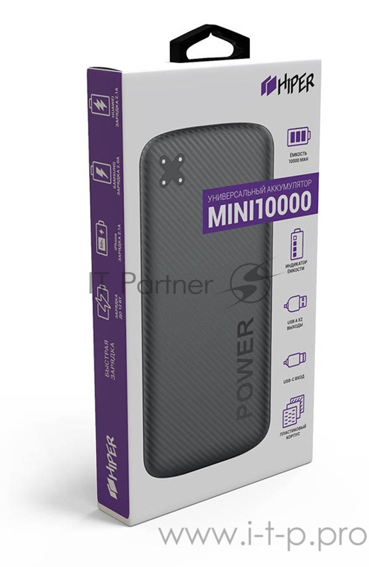 Мобильный аккумулятор Hiper MINI 10000 Black Li-Pol 10000mAh 2.4A+2.4A+2.4A+2.4A черный 4xUSB
