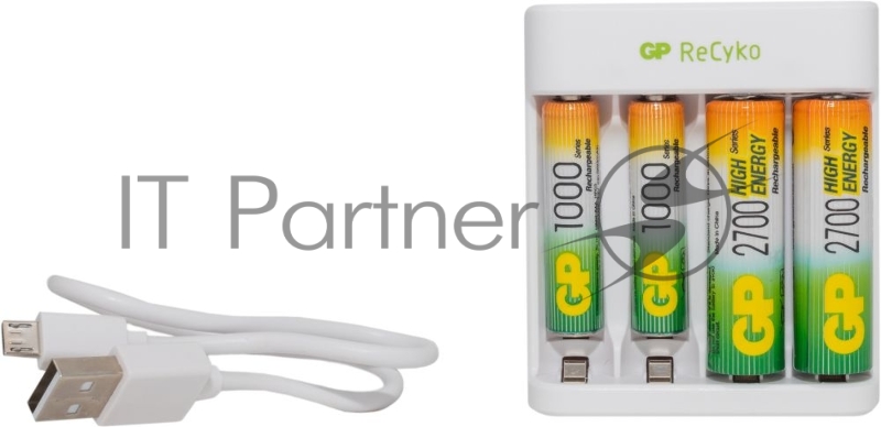 Аккумулятор + зарядное устройство GP PowerBank Е411 AA/AAA NiMH 2700mAh (4шт) коробка