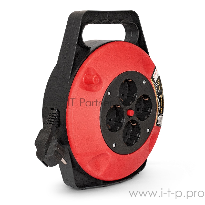 Удлинитель на катушке ExeGate EX286337RUS Master ECS-1-1.5B (4 евророзетки с заземлением, 10м, защита от детей, защита от перегрузки, 3х1,5мм2, 15А/3.3кВт)