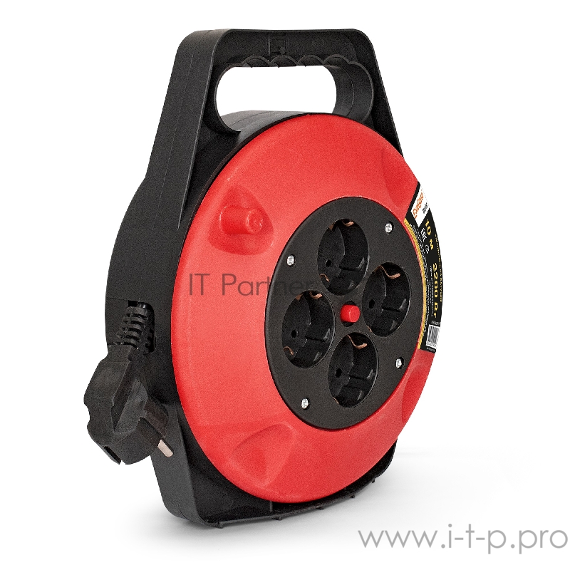 Удлинитель на катушке ExeGate EX286336RUS Master ECS-1-1B (4 евророзетки с заземлением, 10м, защита от детей, защита от перегрузки, 3х1,0мм2, 10А/2.2кВт)