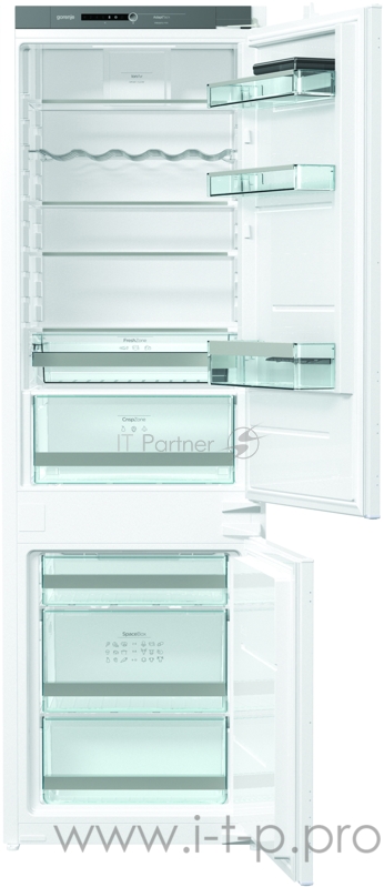 Встраиваемые холодильники GORENJE Встраиваемый двухкамерный холодильник, Класс энергопотребления: A++ Объем брутто: 269 л Тип установки: Встраиваемый прибор No Frost DualAdvance Габаритные размеры (шхвхг): 54 × 177.2 × 54.5 см