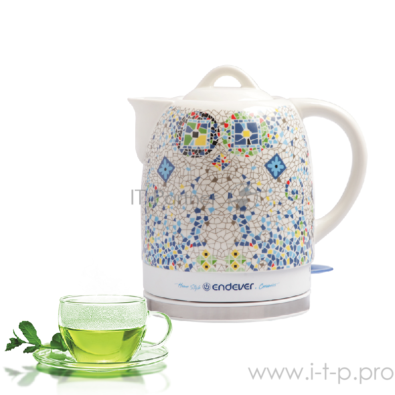 Чайник электрический Endever Skyline KR-420 C. 1 600 Вт, керам. корпус , 1,7л, белый с рисунком
