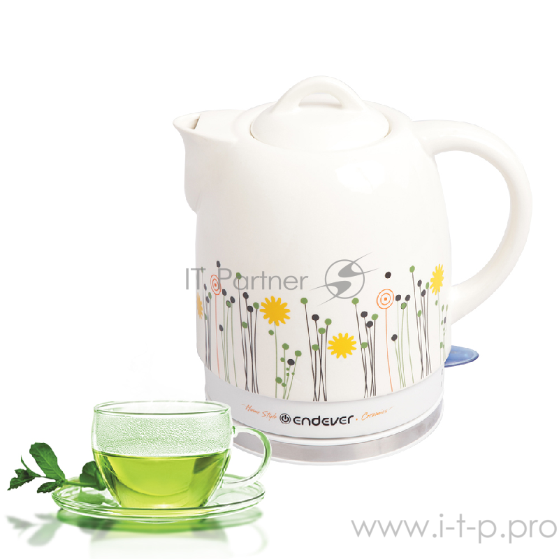 Чайник электрический Endever Skyline KR-420 C. 1 600 Вт, керам. корпус , 1,7л, белый с рисунком