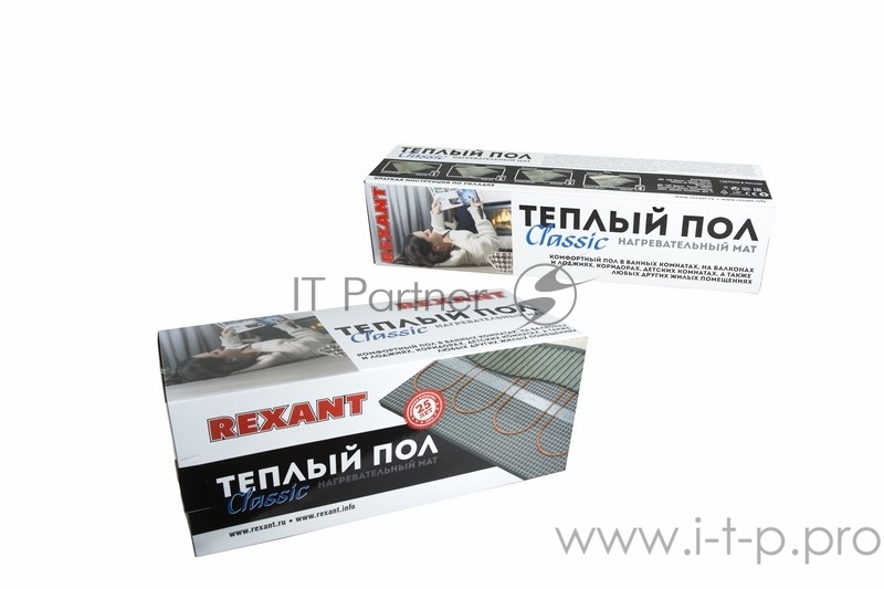 Тёплый пол (нагревательный мат) REXANT Classic RNX -1,5-225 (площадь1,5 м2 (0,5 х 3,0 м)),225 Вт, двухжильный с экраном