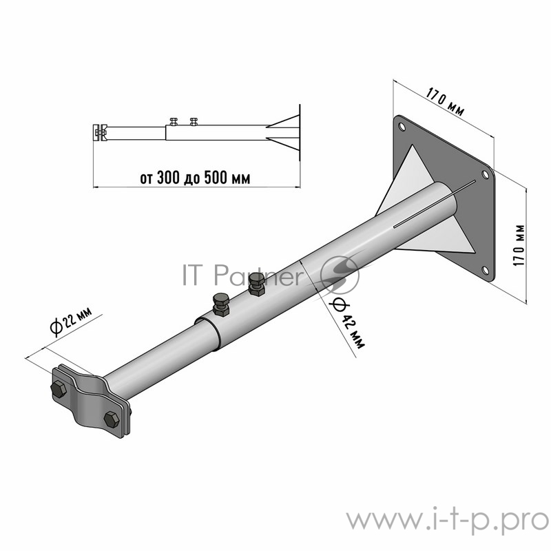 Кронштейн для мачт «Крым» телескопический 30-50 см REXANT