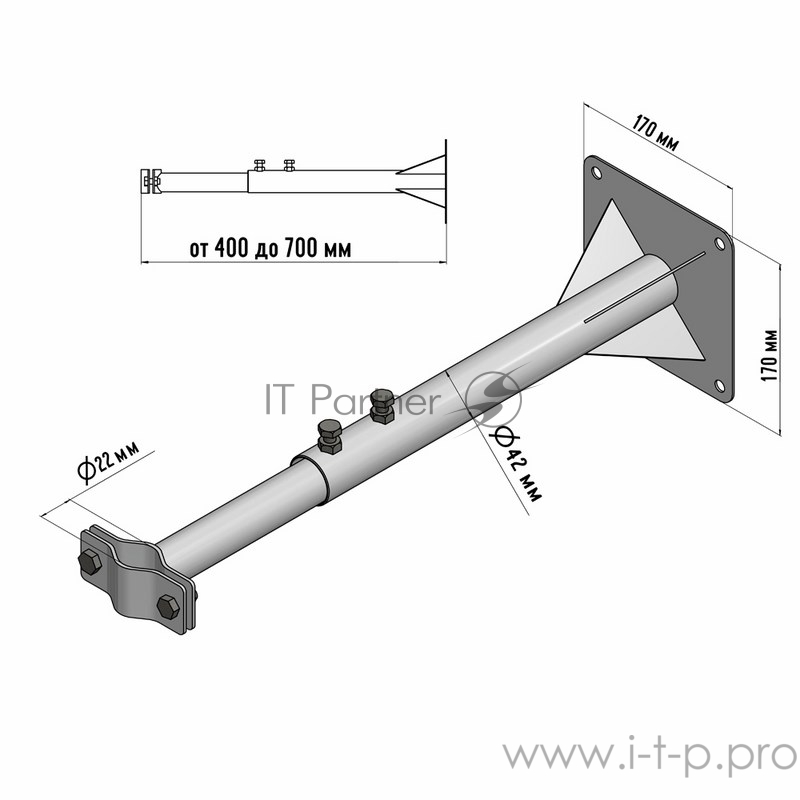 Кронштейн для мачт «Крым» телескопический 40-70 см REXANT