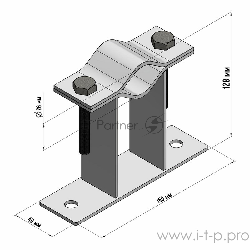 Кронштейн для мачт плоский 100 мм П-образный REXANT