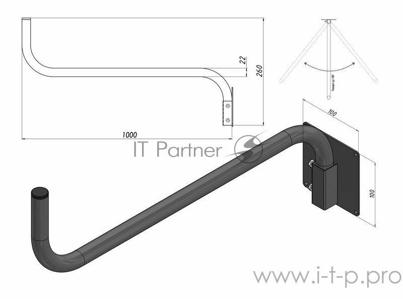 Кронштейн поворотный 1 м «Севастополь-2» REXANT