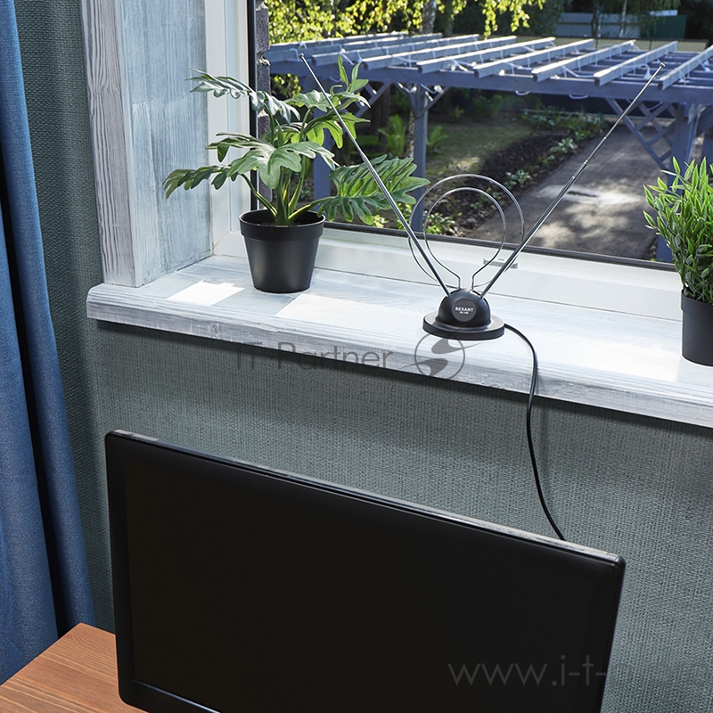 ТB антенна комнатная телескопическая на подставке «Усы + кольцо», RX-100 REXANT