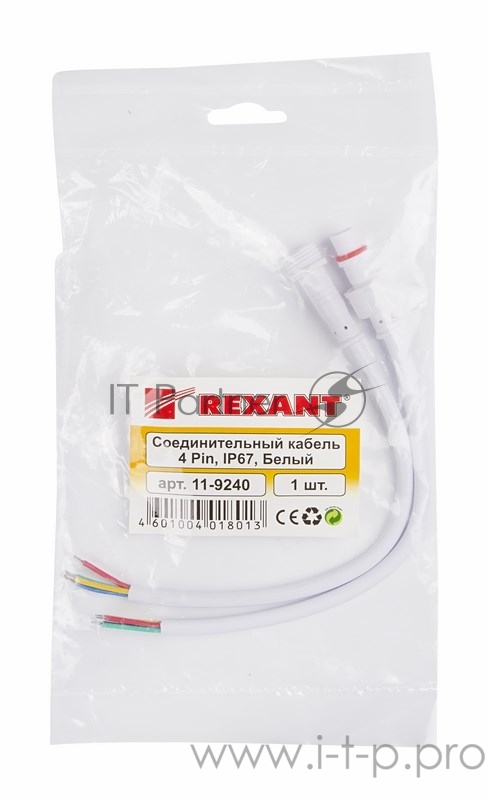Соединительный кабель (4pin) герметичный (IP67) 4х0.35мм² белый REXANT