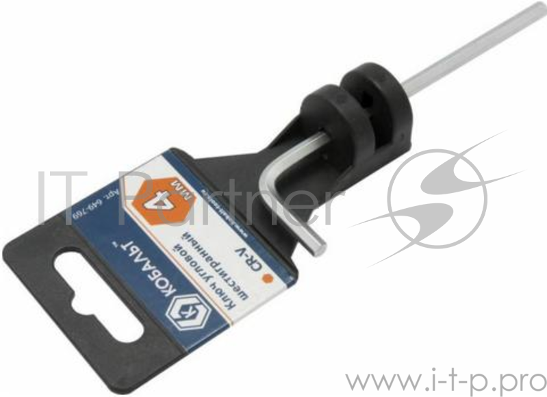 Ключ КОБАЛЬТ 649-769 угловой шестигранный 4мм Cr-V 1шт. подвес