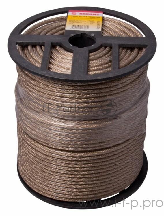 Трос стальной в ПВХ оплетке d=6,0 мм, прозрачный (бухта 150 м) REXANT