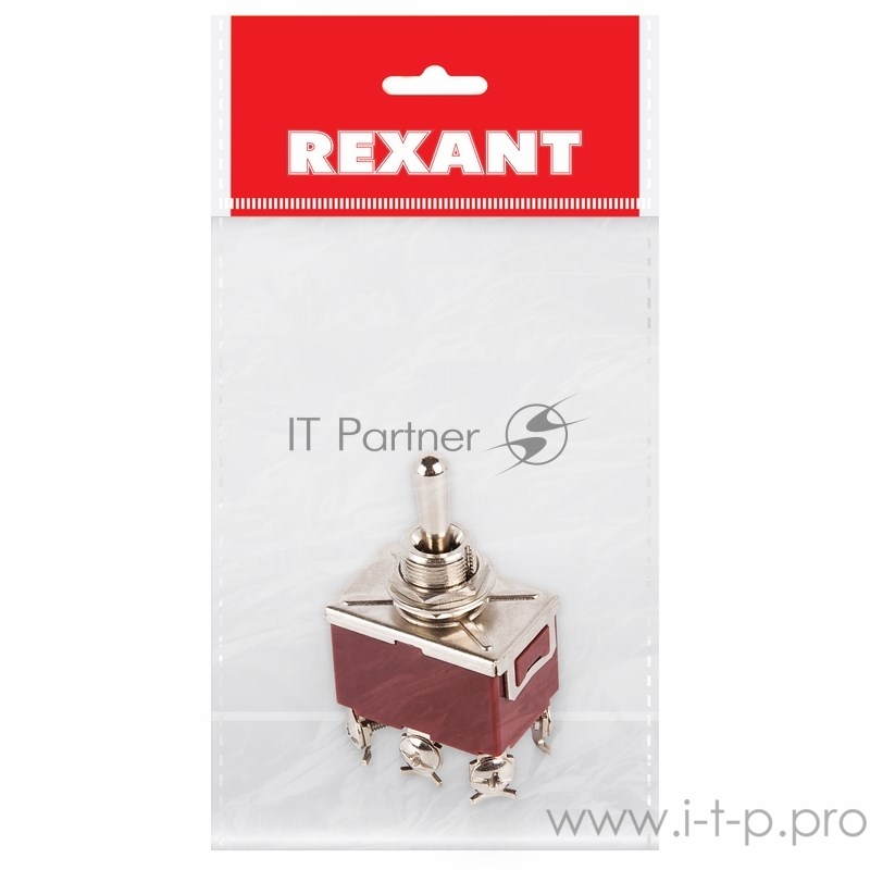 Тумблер 250V 15А (6c) (ON)-OFF-(ON) двухполюсный (KN-223) REXANT Индивидуальная упаковка 1 шт