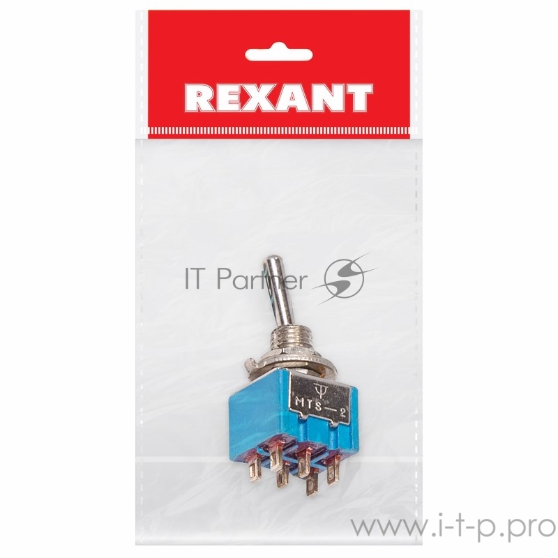 Тумблер 250V 3А (6c) ON-ON двухполюсный Micro (MTS-202) REXANT Индивидуальная упаковка 1 шт