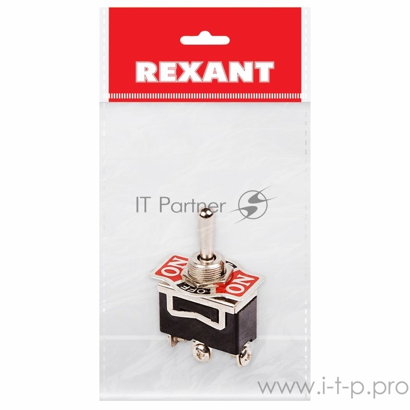 Тумблер 250V 15А (3c) ON-OFF-ON однополюсный (KN-103) REXANT Индивидуальная упаковка 1 шт