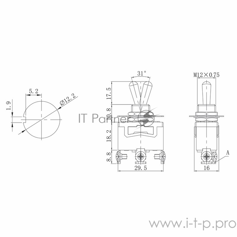 Тумблер 250V 15А (3c) ON-OFF-ON однополюсный (KN-103) REXANT Индивидуальная упаковка 1 шт
