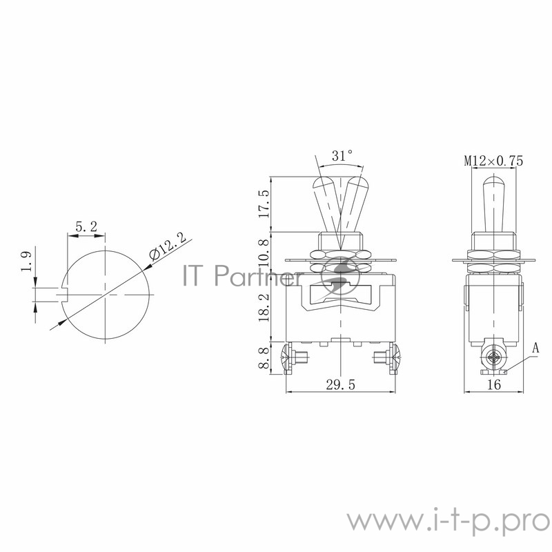 Тумблер 250V 15А (2c) ON-OFF однополюсный (KN-101) REXANT Индивидуальная упаковка 1 шт