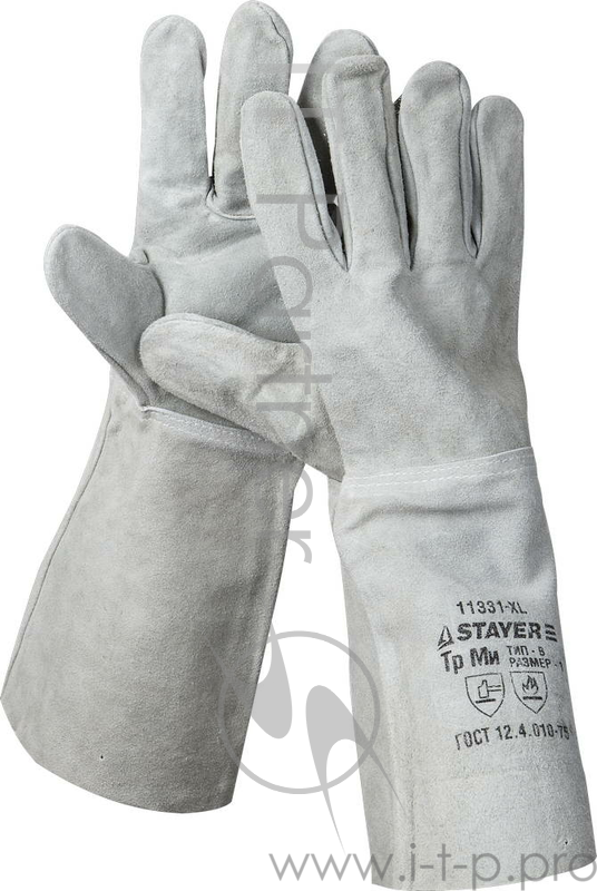 Перчатки Краги STAYER термостойкие для сварки и тяжелых механических работ, длина 400мм 11331-XL