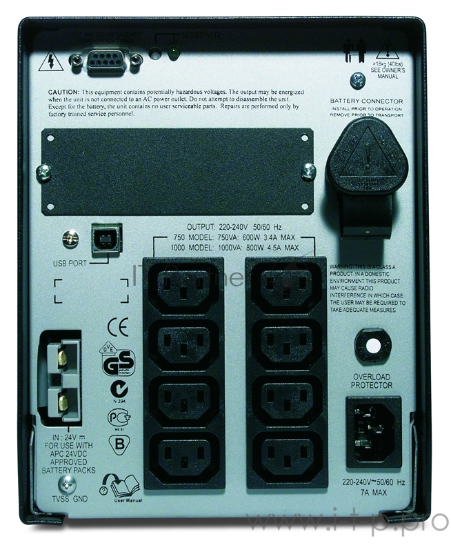 ИБП (UPS) 1000ВА APC Smart-UPS 1000 SUA1000XLI, черный (COM, USB)