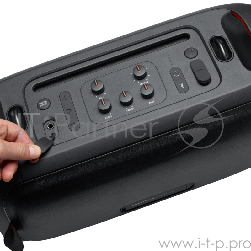 Портативная акустическая система JBL Party Box On-The-Go с беспроводным микрофоном черная