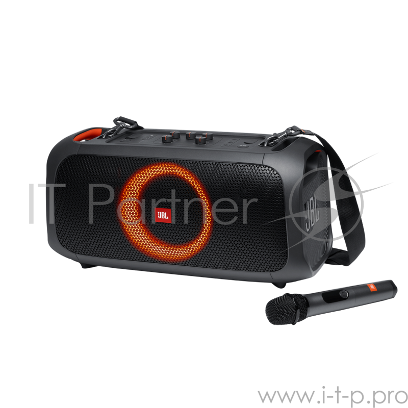 Портативная акустическая система JBL Party Box On-The-Go с беспроводным микрофоном черная