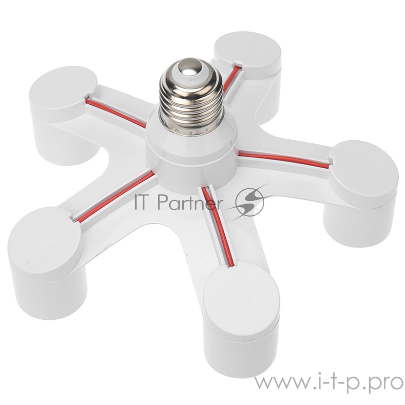 Разветвитель цокольный Е27-5хЕ27 белый REXANT