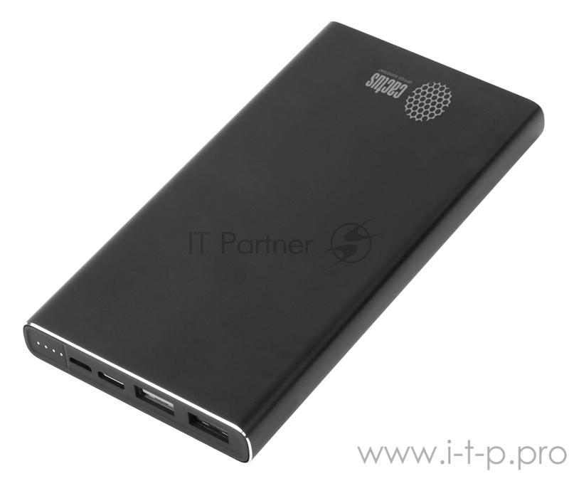 Мобильный аккумулятор Cactus CS-PBFSJT-10000 Li-Pol 10000mAh 2.1A+2.1A черный 2xUSB материал алюминий