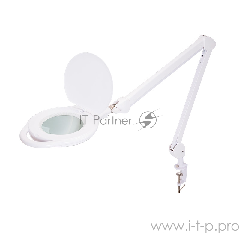 Лупа на струбцине REXANT, круглая, 5D, с подсветкой 96 LED, теплый и холодный свет, белая