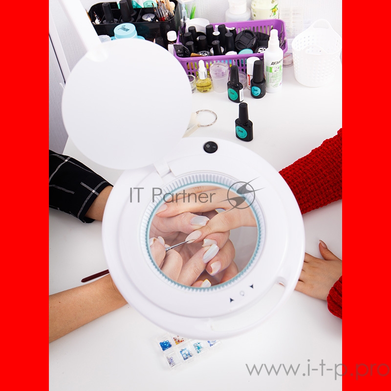 Лупа на струбцине REXANT, круглая, 3D, с подсветкой 60 LED, сенсорный регулятор яркости, белая