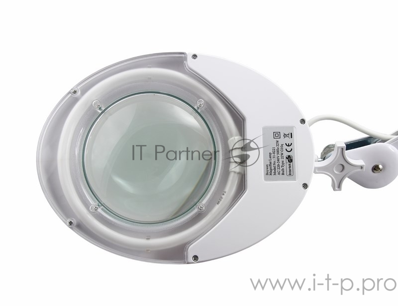 Лупа на струбцине REXANT, круглая, 5D, с подсветкой и крышкой, белая