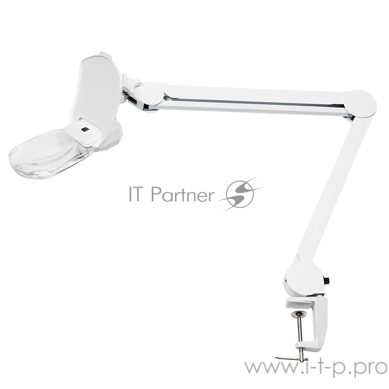 Лупа на струбцине REXANT, квадратная 3D+20D, с подсветкой 6 LED, серия EXPERT, белая