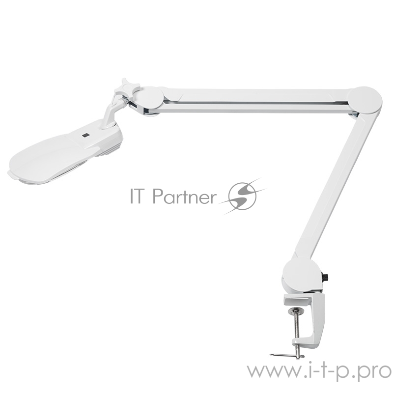 Лупа на струбцине REXANT, квадратная 3D+20D, с подсветкой 6 LED, серия EXPERT, белая