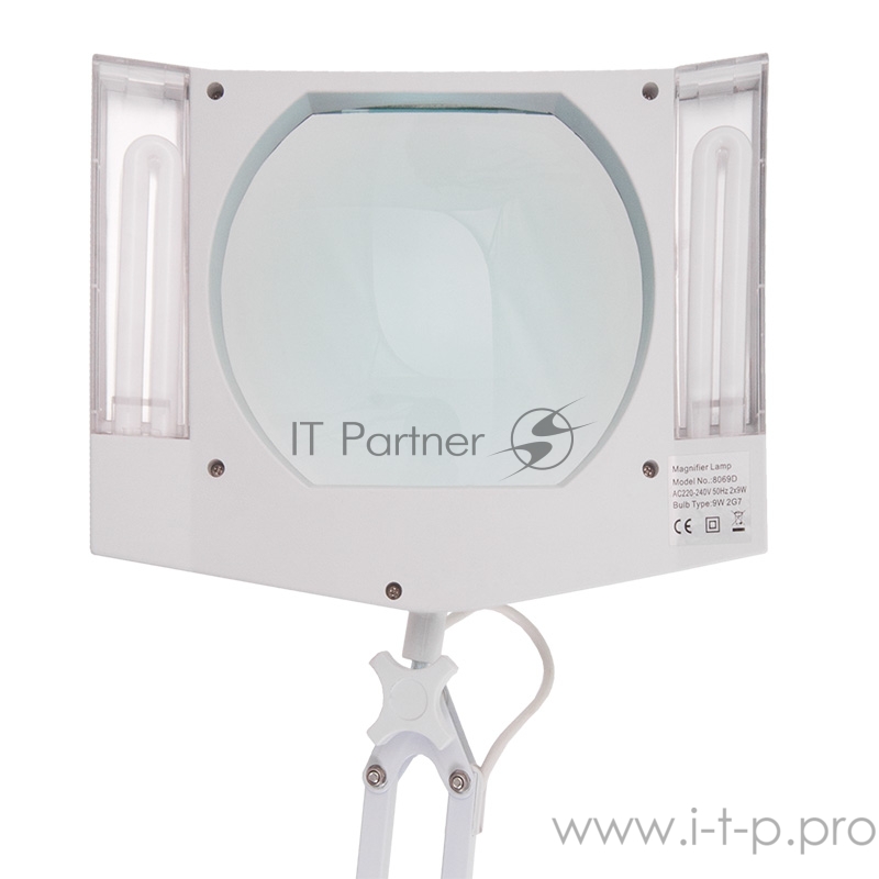 Лупа на струбцине REXANT, квадратная, 3D, с подсветкой, белая