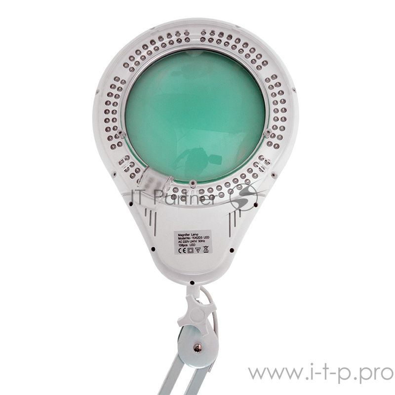 Лупа на струбцине REXANT, круглая, 5D, с подсветкой 108 LED, белая