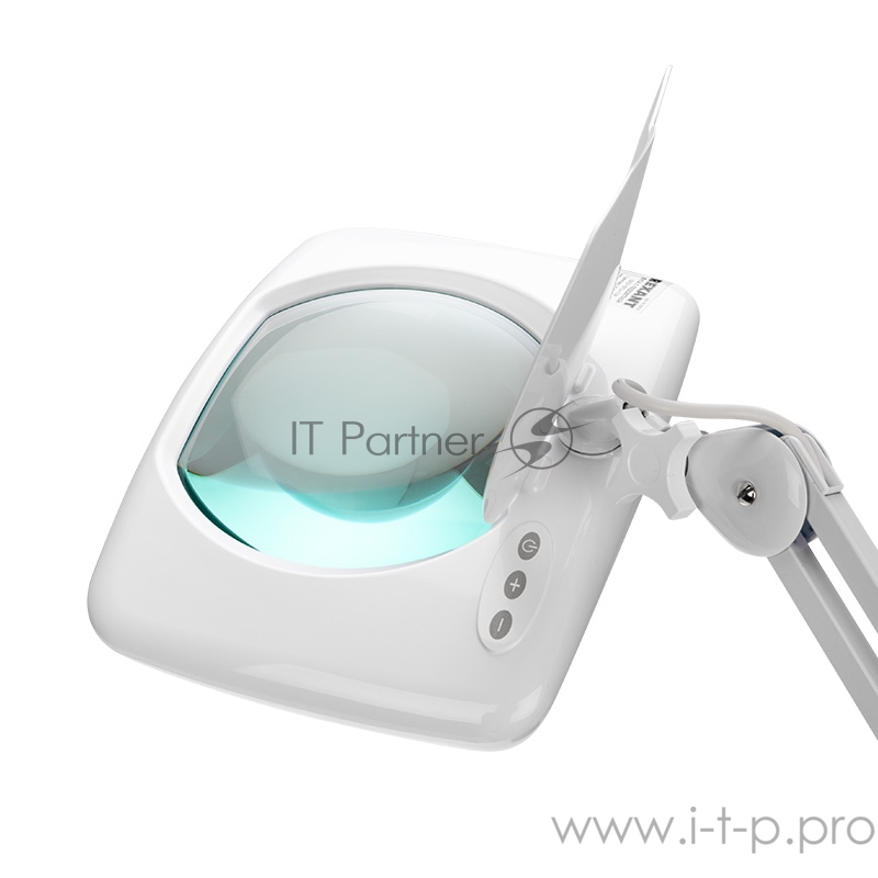 Лупа на струбцине REXANT, квадратная, 5D, с подсветкой 60 SMD LED, сенсорный регулятор яркости, белая