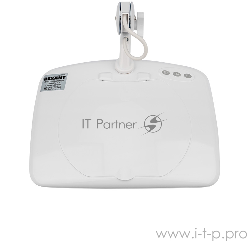 Лупа на струбцине REXANT, квадратная, 5D, с подсветкой 60 SMD LED, сенсорный регулятор яркости, белая