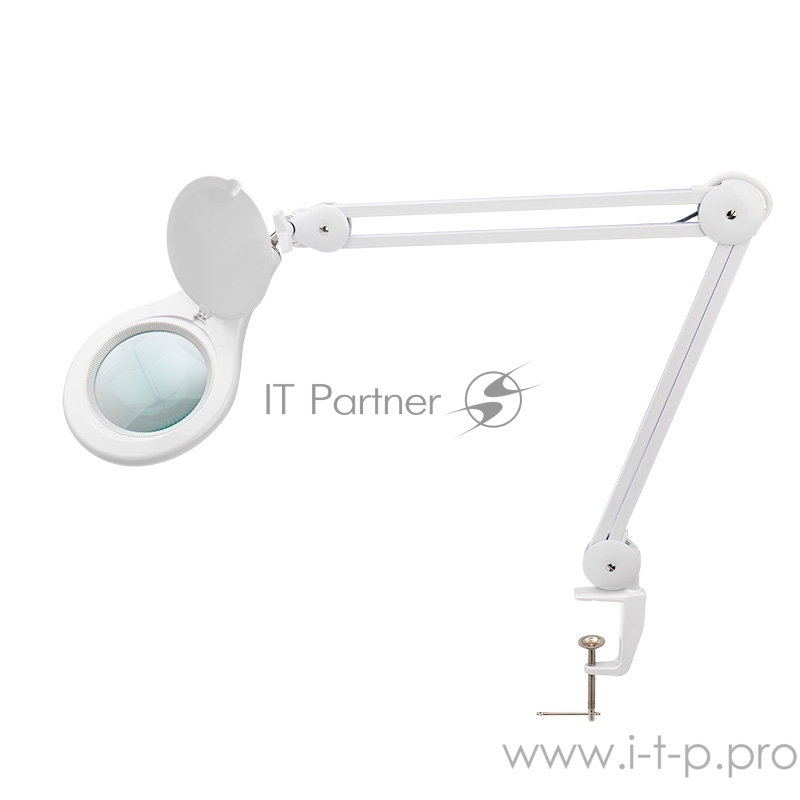 Лупа на струбцине REXANT, круглая, 5D, с подсветкой 56 SMD LED, белая