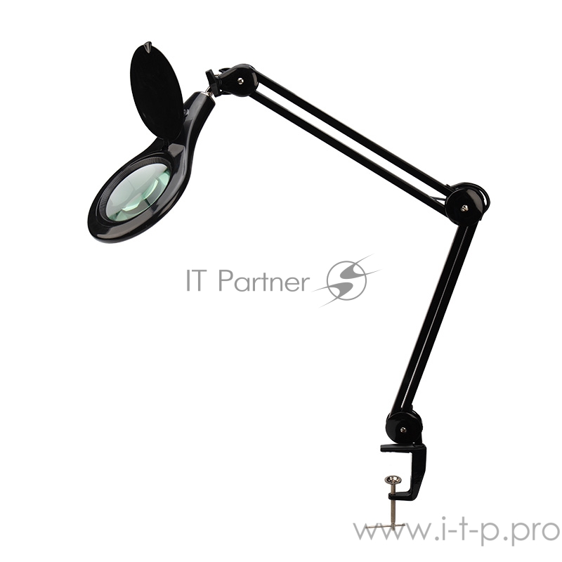 Лупа на струбцине REXANT, круглая, 5D, с подсветкой 56 SMD LED, черная