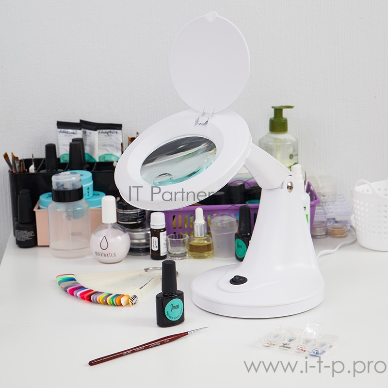 Лупа настольная 3D+12D REXANT с подсветкой 48 LED, белая