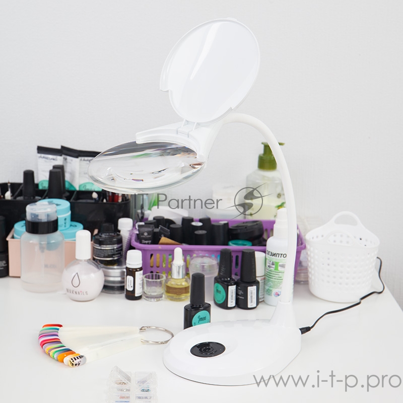 Лупа настольная 3D REXANT с подсветкой 3 LED, сенсорная регулировка яркости, EXPERT, белая