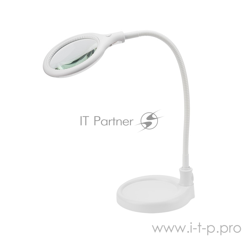 Лупа настольная 3D REXANT с подсветкой 30 LED, подставка+прищепка, белая