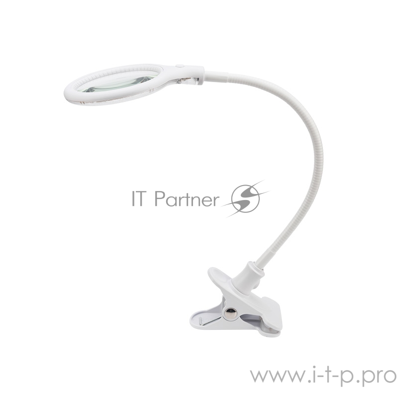 Лупа настольная 3D REXANT с подсветкой 30 LED, подставка+прищепка, белая