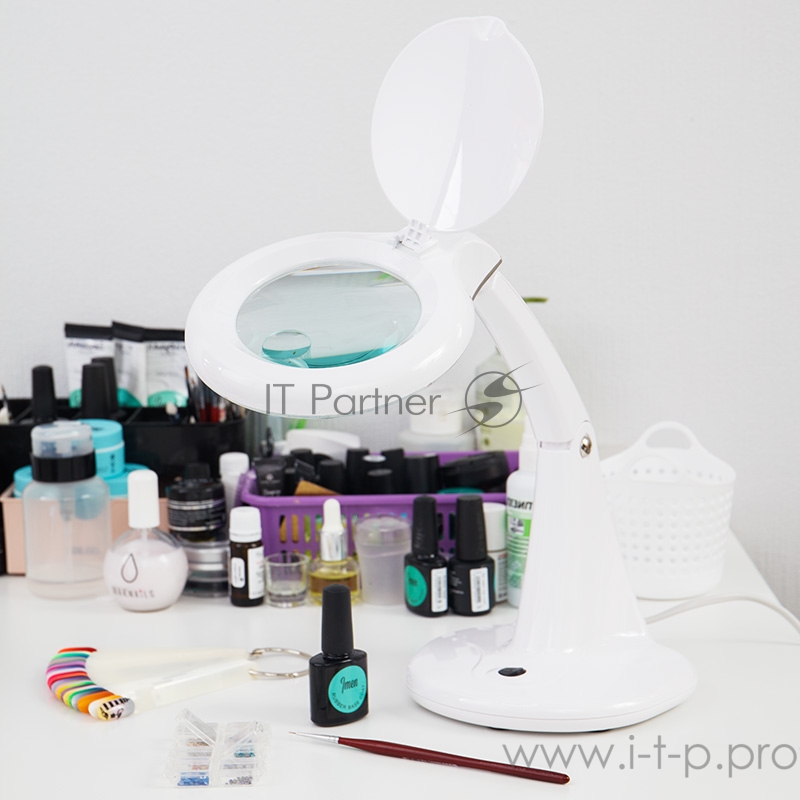 Лупа настольная 3D+12D REXANT с подсветкой 60 LED, белая