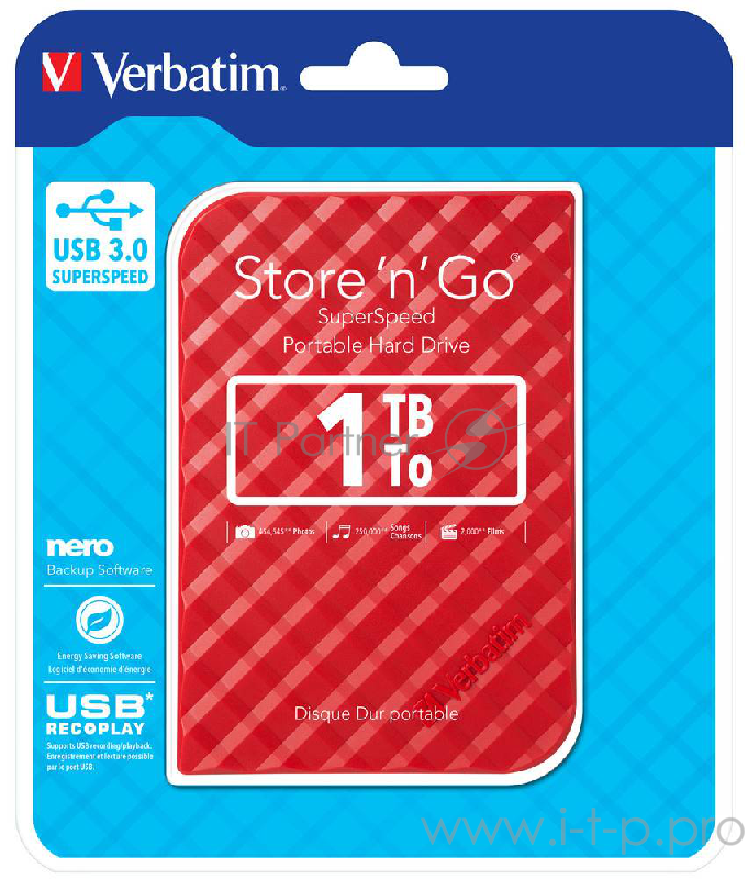 носители информации Verbatim Portable HDD 1Tb Store'n'Go USB3.0, 2.5