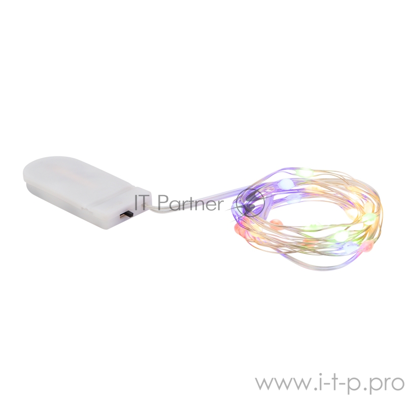 Гирлянда «Роса» с крупными каплями 2 м, 20 LED, цвет свечения мультиколор, 2хCR2032 в комплекте, тонкий батарейный блок NEON-NIGHT