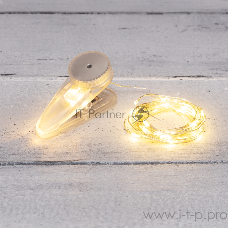 Гирлянда «Роса» с прищепкой 3 м, 30 LED, теплое белое свечение, 2хCR2032 в комплекте NEON-NIGHT