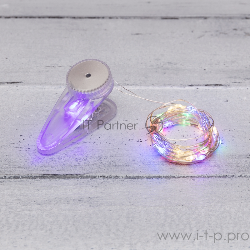 Гирлянда «Роса» с прищепкой 3 м, 30 LED, цвет свечения мультиколор, 2хCR2032 в комплекте NEON-NIGHT