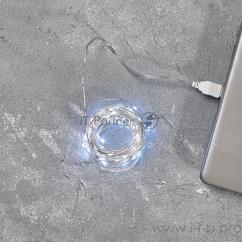 Гирлянда «Роса» 10 м, 100 LED, USB, белое свечение NEON-NIGHT