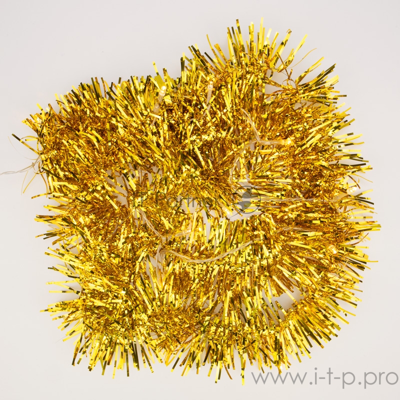 Гирлянда светодиодная «Мишура» золотая 10 LED, 1,5 м, прозрачный ПВХ, теплое белое свечение, 2 х АА (батарейки не в комплекте) NEON-NIGHT