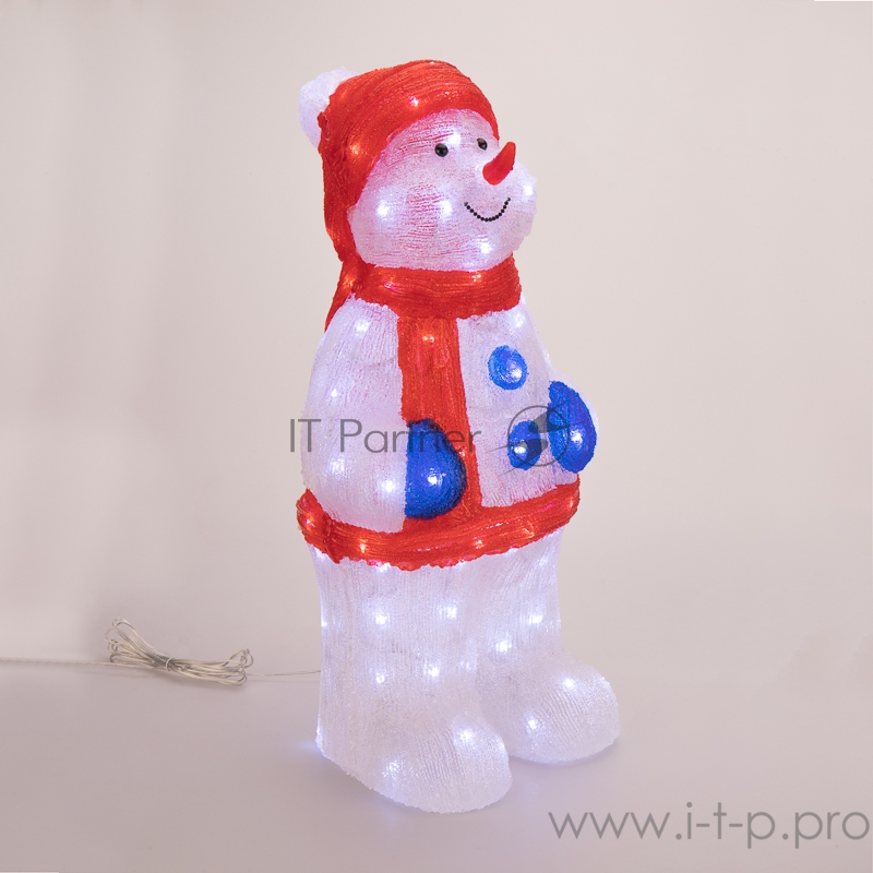 Акриловая светодиодная фигура «Снеговик в синих варежках» 31х25х59 см, IP65, понижающий трансформатор в комплекте NEON-NIGHT